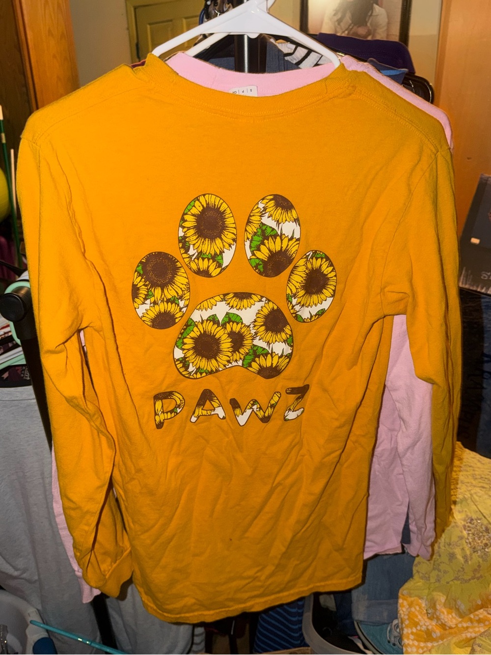 Pawz for dogs yellow sunflower paw print long sleeve shirt